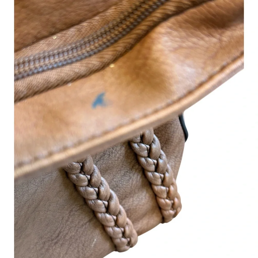Jessica Simpson Brown Braided Hobo Shoulder Bag Faux Leather